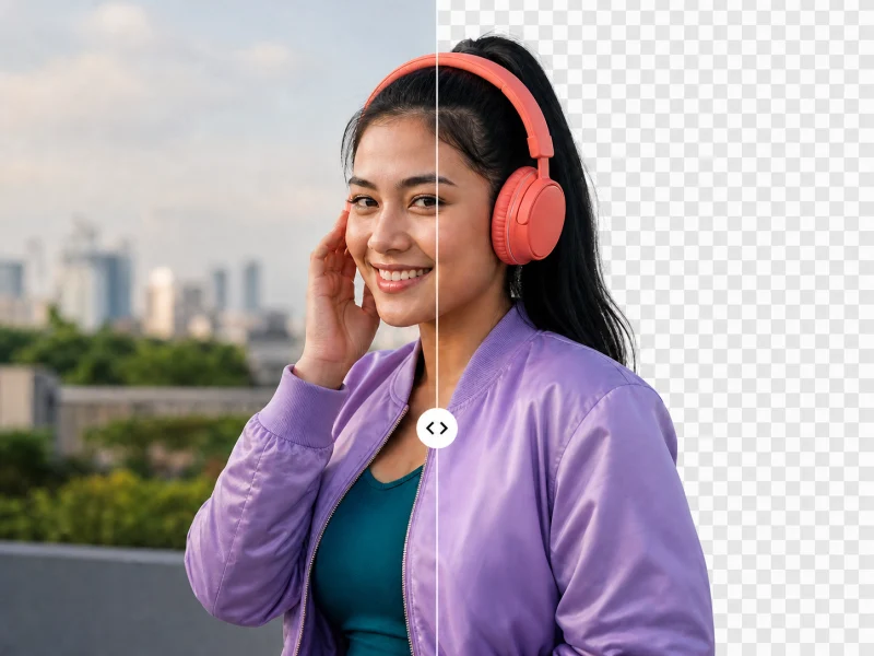 Before-and-after background removal preview